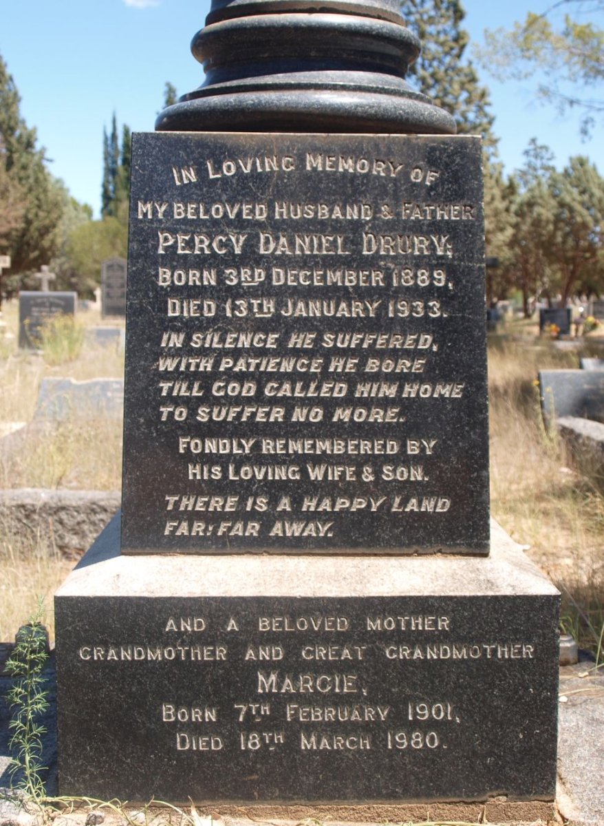 DRURY Percy Daniel 1889-1933 &amp; Margie 1901-1980