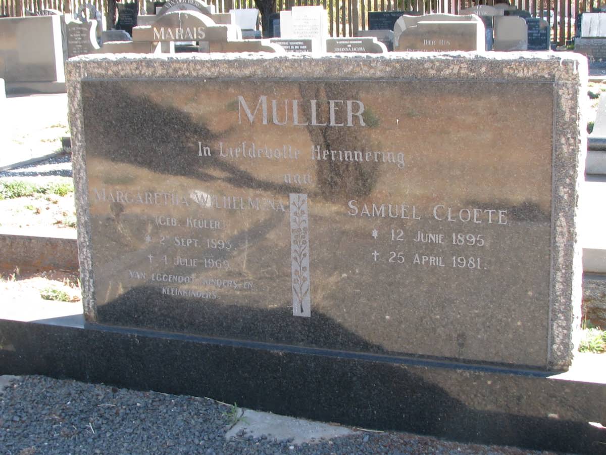 MULLER Samuel Cloete 1895-1981 &amp; Margaretha Wilhelmina KEULER 1895-1969