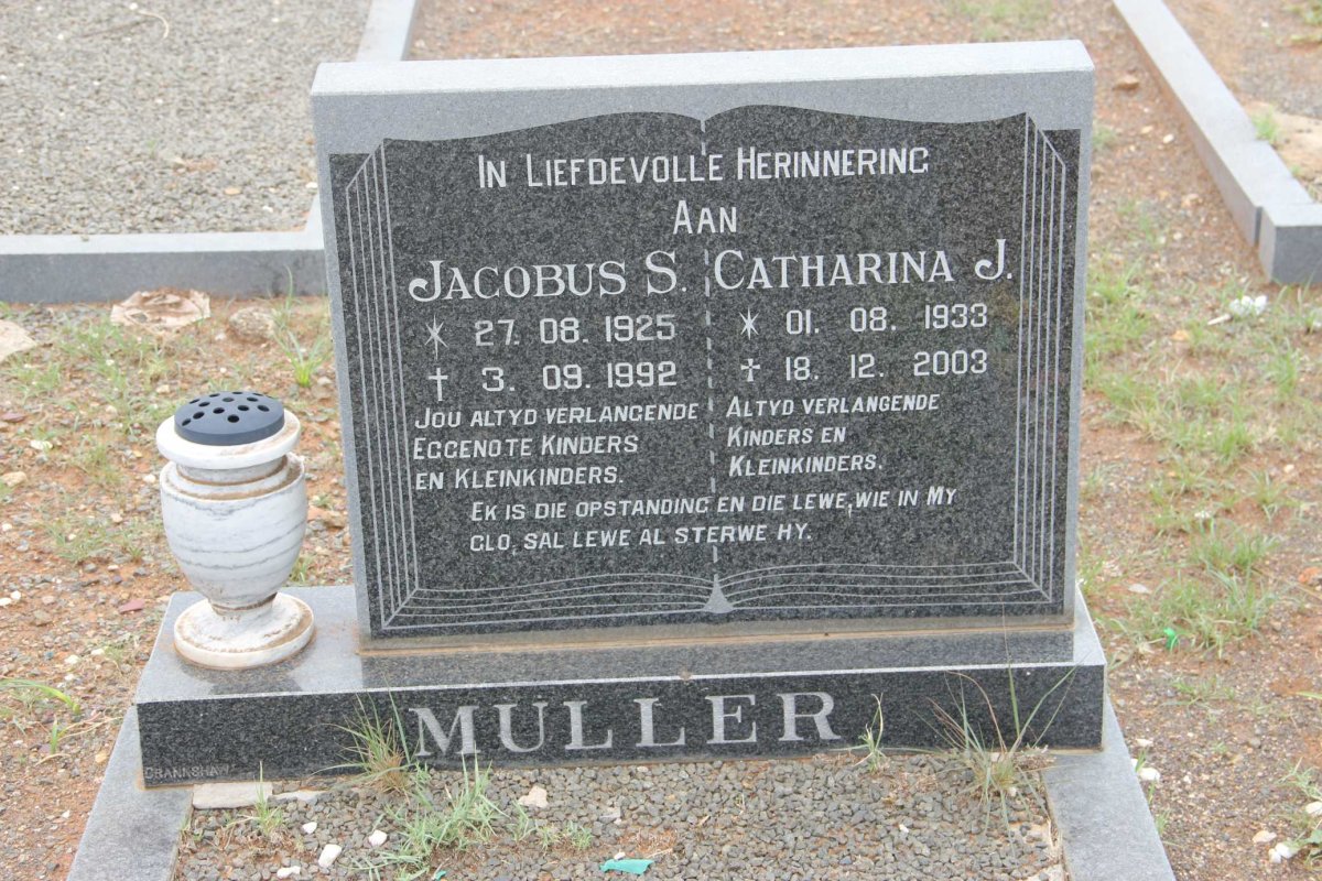 MULLER Jacobus S. 1925-1992 &amp; Catharina J. 1933-2003