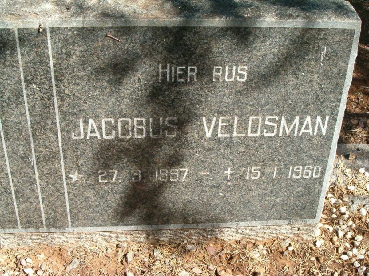 VELDSMAN Jacobus 1897-1960