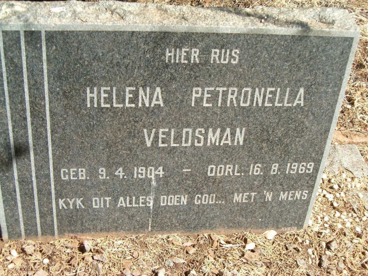 VELDSMAN Helena Petronella 1904-1969