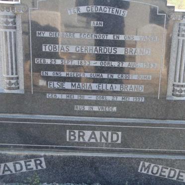 BRAND Tobias Gerhardus 1893-1953 &amp; Elsie Maria 1911-1997