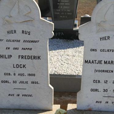 LOCK Philip Frederik 1900-1955 &amp; Maatjie Maria VAN ZYL formerly LOCK 1914-1963