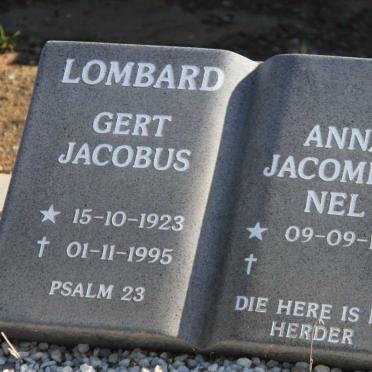 LOMBARD Gert Jacobus 1923-1995 &amp; Anna Jacomina NEL 1929-
