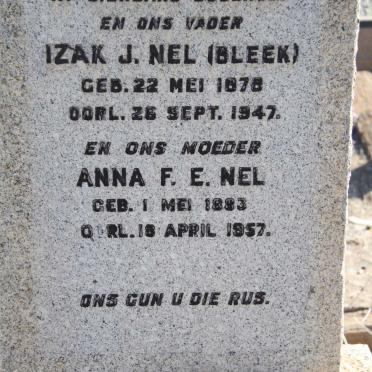 NEL Izak J. 1878-1947 &amp; Anna F.E. 1883-1957