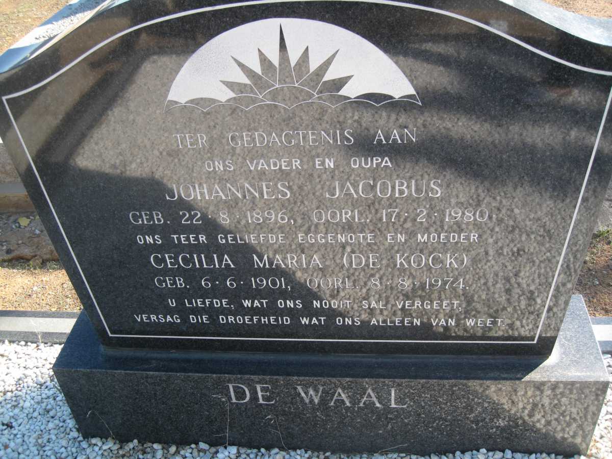 WAAL Johannes Jacobus, de 1896-1980 &amp; Cecilia Maria DE KOCK 1901-1974
