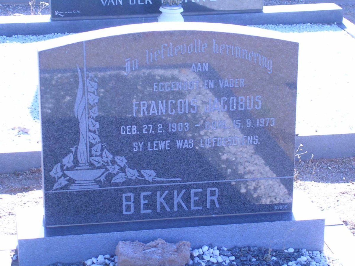 BEKKER Francois Jacobus 1903-1973