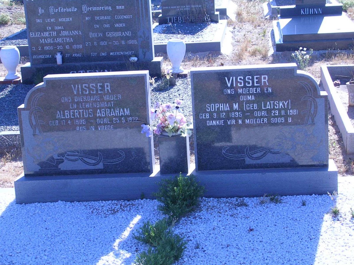 VISSER Albertus Abraham 1900-1972 &amp; Sophia M. LATSKY 1895-1981