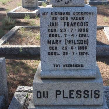 PLESSIS Jan Francois, du 1892-1961 &amp; Mary WILSON 1896-1974 :: PLESSIS Johanna Maria, du 1878-1938