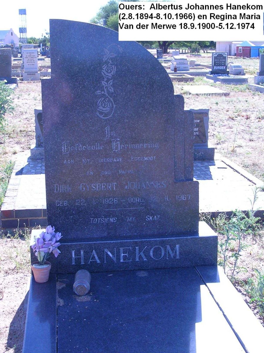 HANEKOM Dirk Gysbert Johannes 1926-1967