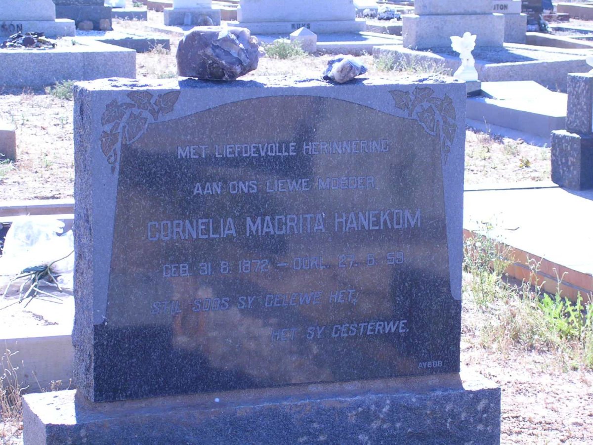 HANEKOM Cornelia Magrita 1872-1959