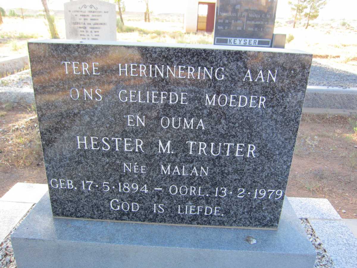 TRUTER Hester M. nee MALAN 1894-1979