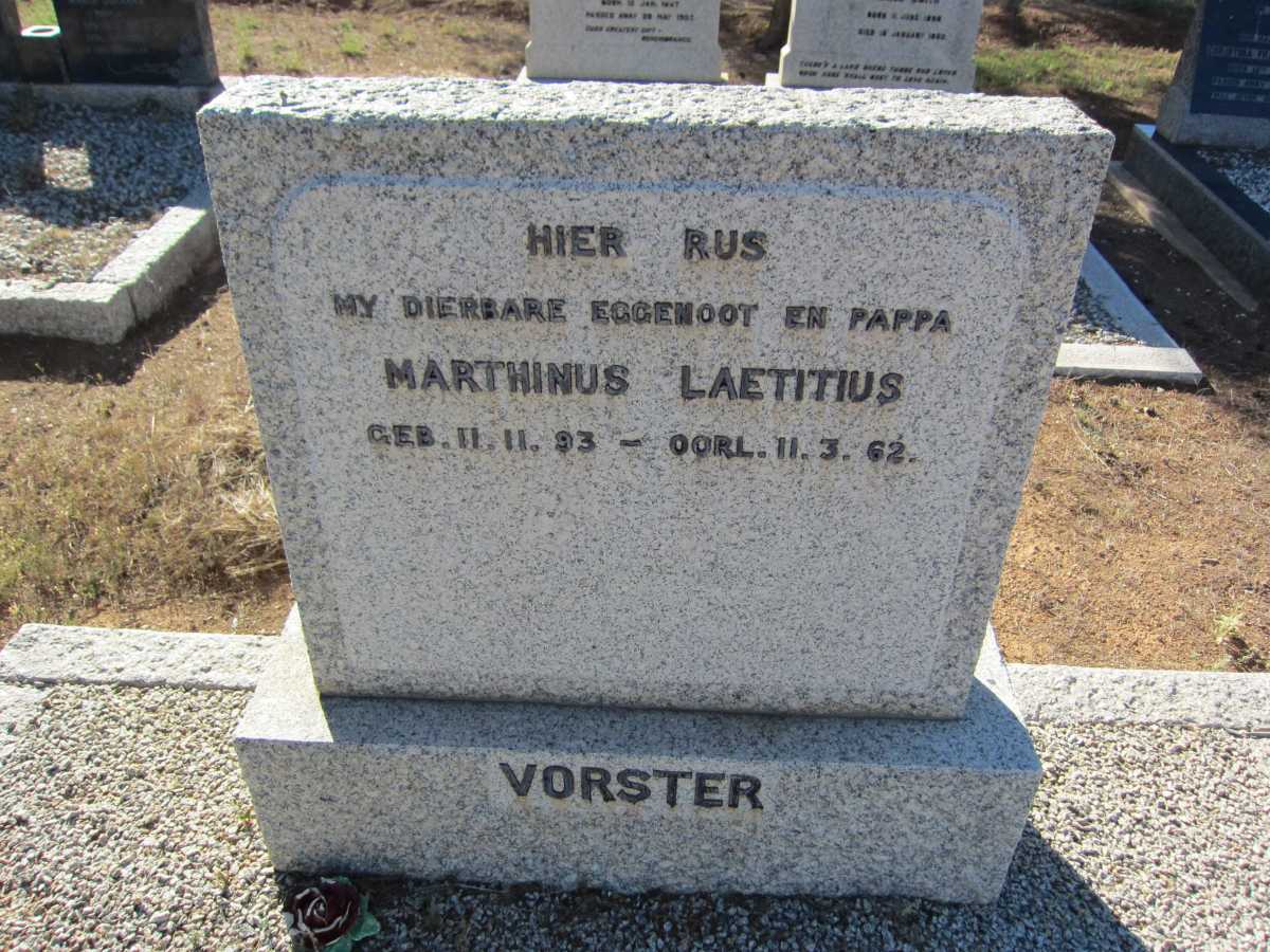 VORSTER Marthinus Laetitius 1893-1963