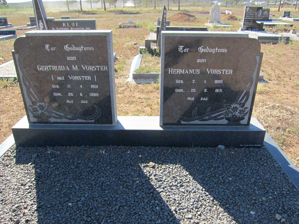 VORSTER Hermanus 1895-1971 &amp; Gertruida M. VORSTER 1901-1980