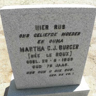 BURGER Martha C.J. nee LE ROUX -1959