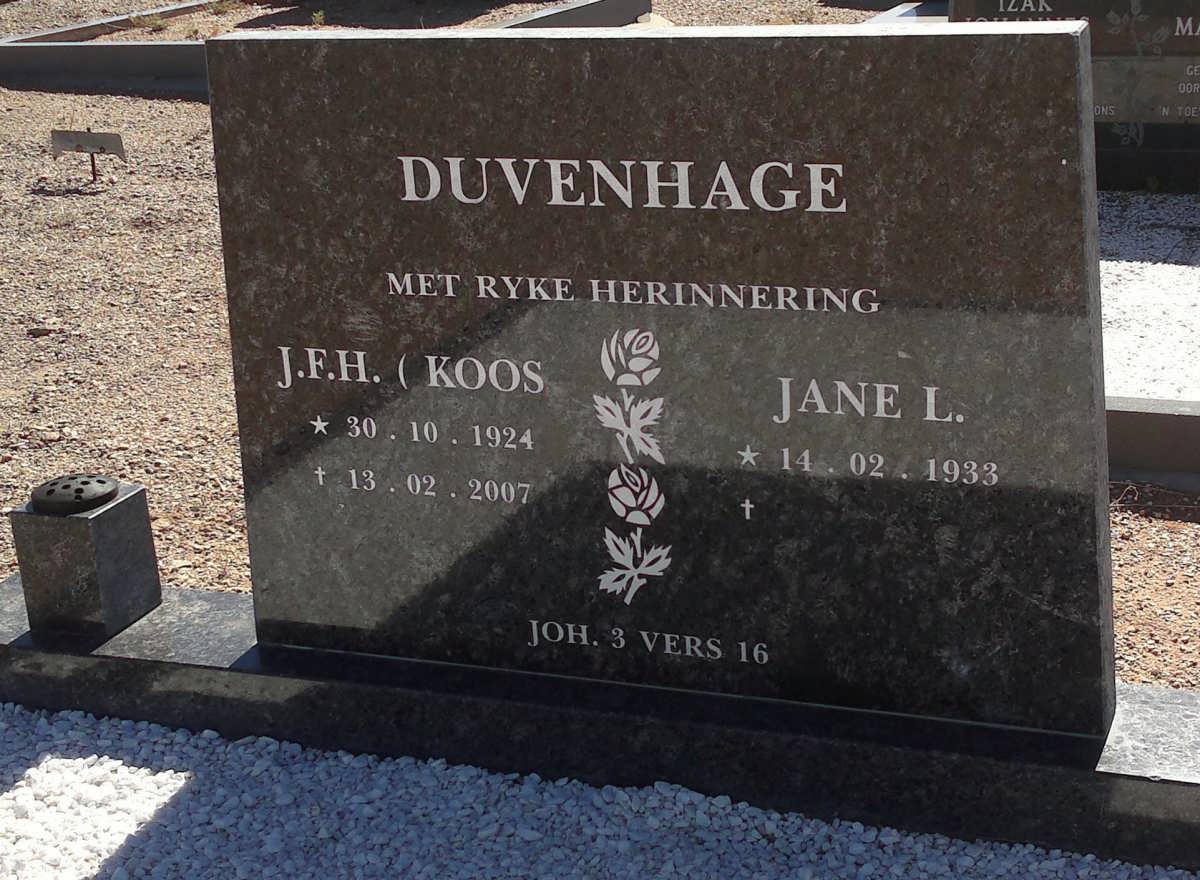 DUVENHAGE J.F.H 1924-2007 &amp; Jane L. -1933
