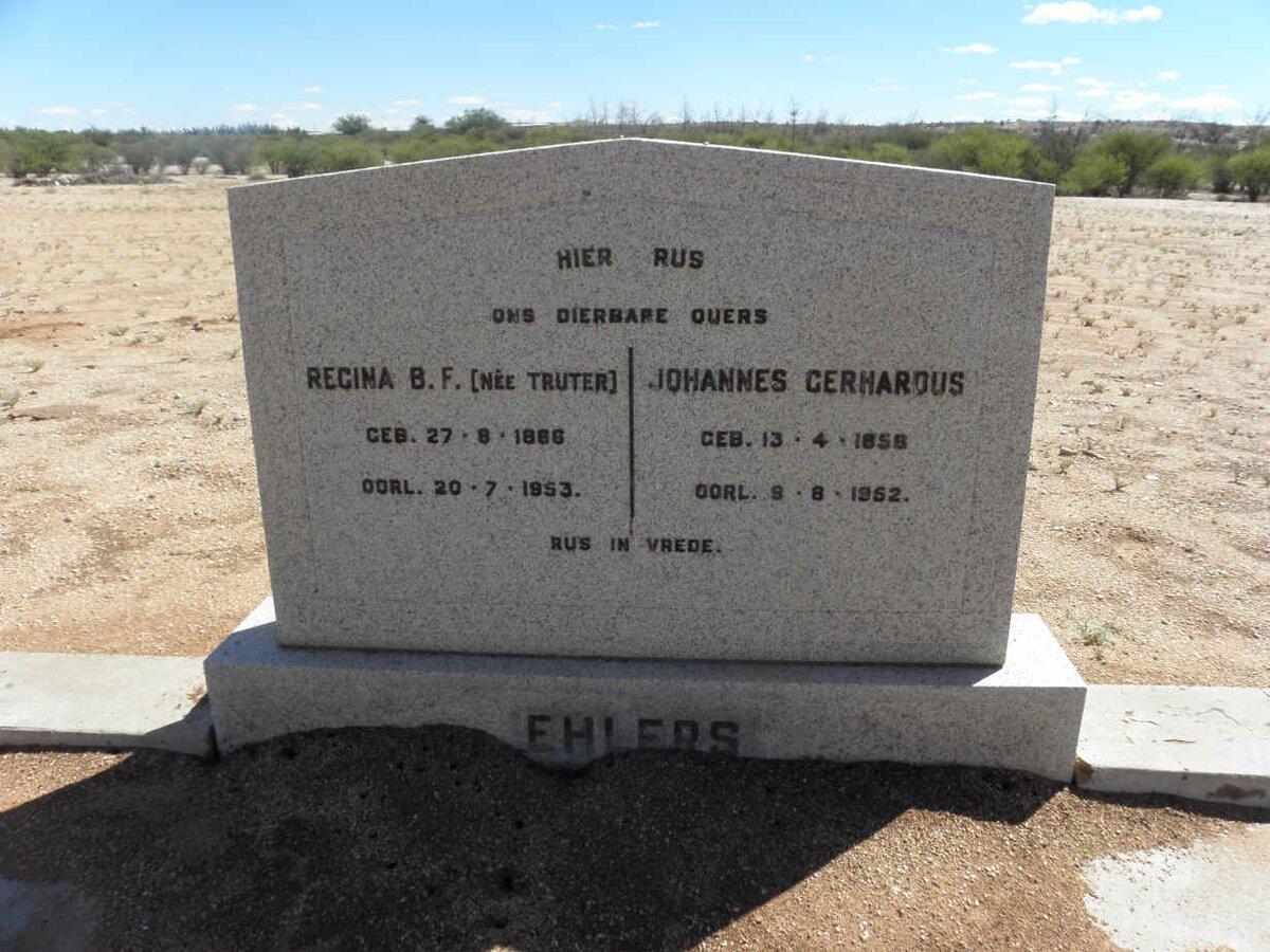 EHLERS Johannes Gerhardus 1859-1952 &amp; Regina B.F. TRUTER 1866-1953