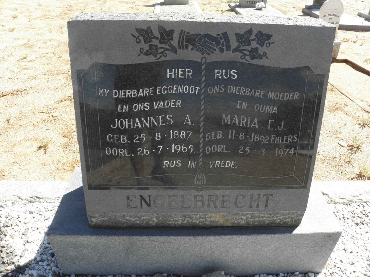 ENGELBRECHT Johannes A. 1887-1965 &amp; Maria E.J. EHLERS 1892-1974