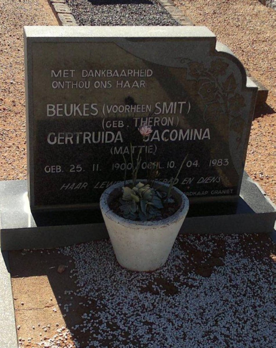 BEUKES Gertruida Jacomina voorheen SMIT nee THERON 1900-1983