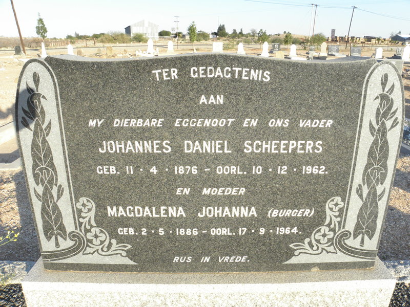 SCHEEPERS Johannes Daniel 1876-1962 &amp; Magdalena Johanna BURGER 1886-1964