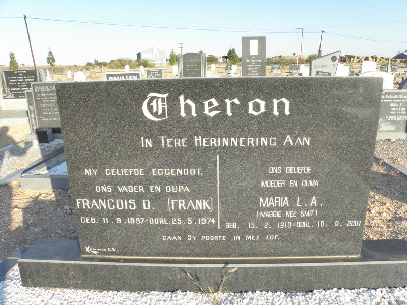 THERON Francois D. 1897-1974 &amp; Maria A.L. SMIT 1910-2001