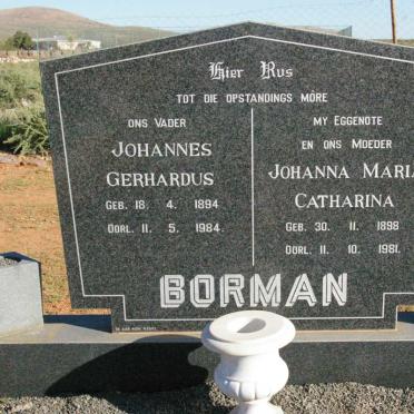 BORMAN Johannes Gerhardus 1894-1984 &amp; Johanna Maria Catharina 1898-1981