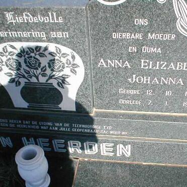 HEERDEN Anna Elizabeth Johanna, van 1920-1985