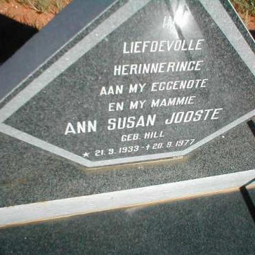 JOOSTE Ann Susan nee HILL 1933-1977