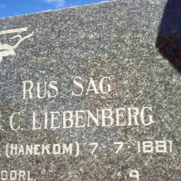 LIEBENBERG E.C. nee HANEKOM 1881-19??