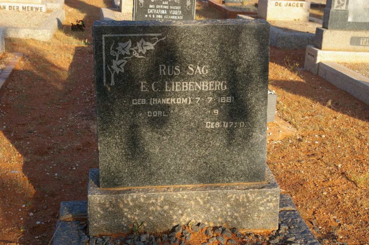 LIEBENBERG E.C. nee HANEKOM 1881-19??