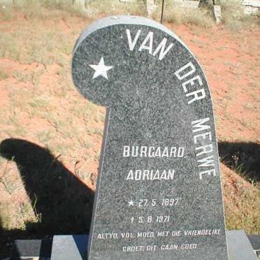 MERWE Burgaard Adriaan, van der 1897-1971