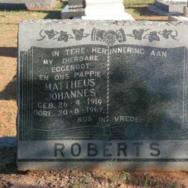 ROBERTS Mattheus Johannes 1919-1967
