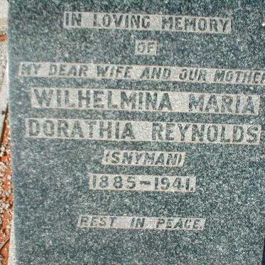 REYNOLDS Wilhelmina Maria Dorathia nee SNYMAN 1885-1941