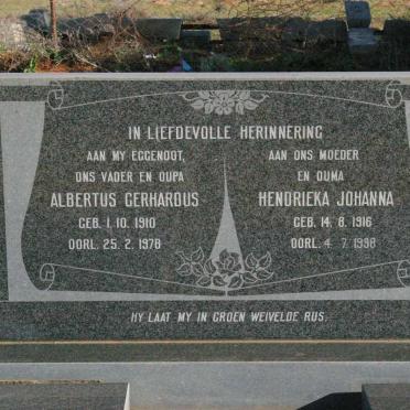 RENSBURG Albertus Gerhardus, Janse van 1910-1978 &amp; Hendrieka Johanna 1916-1998