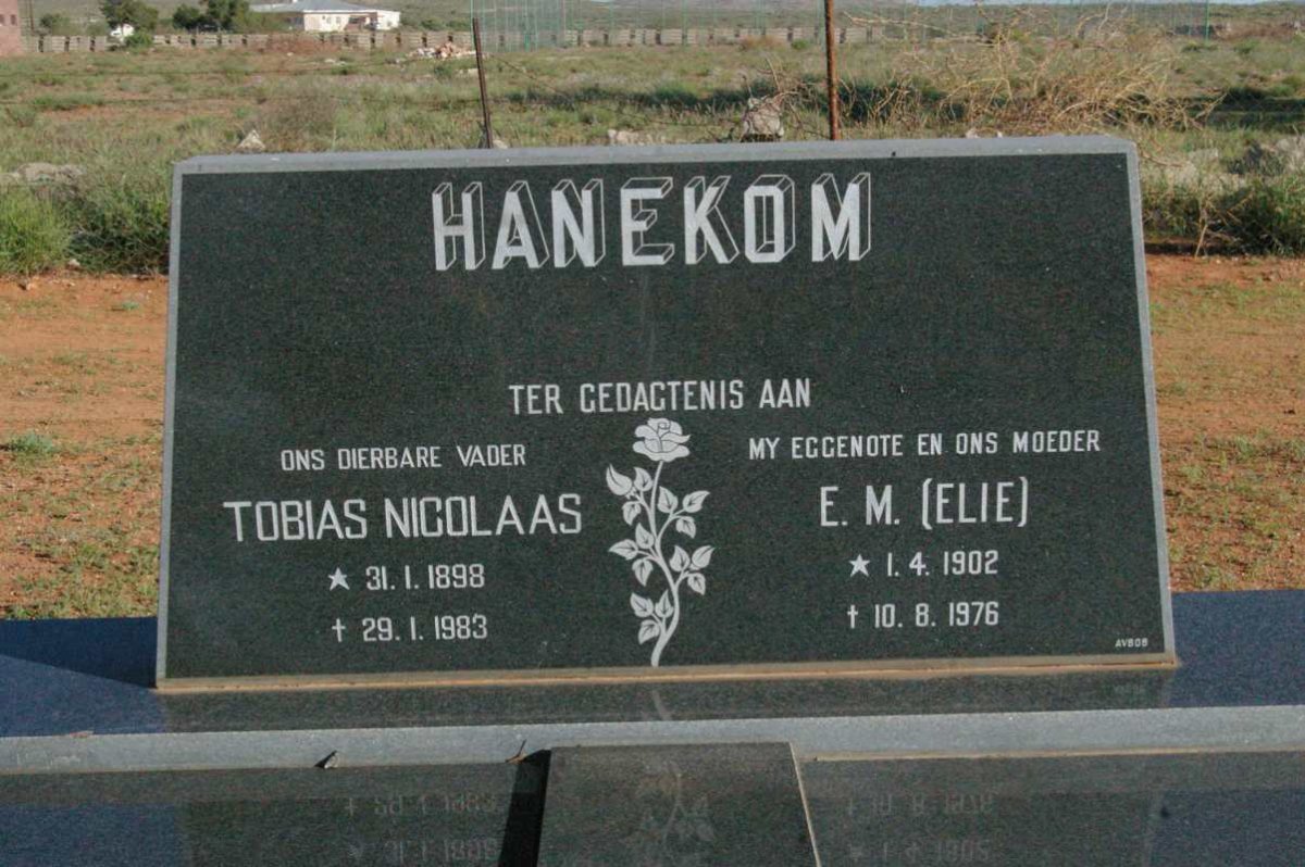 HANEKOM Tobias Nicolaas 1898-1983 &amp; E.M. 1902-1976