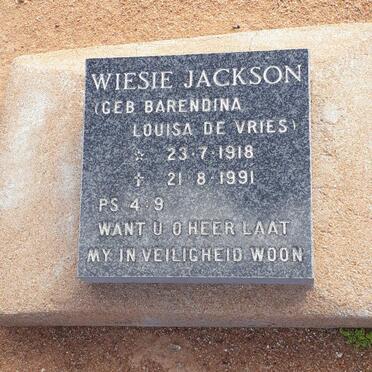 JACKSON Barendina Louisa nee DE VRIES 1918-1991