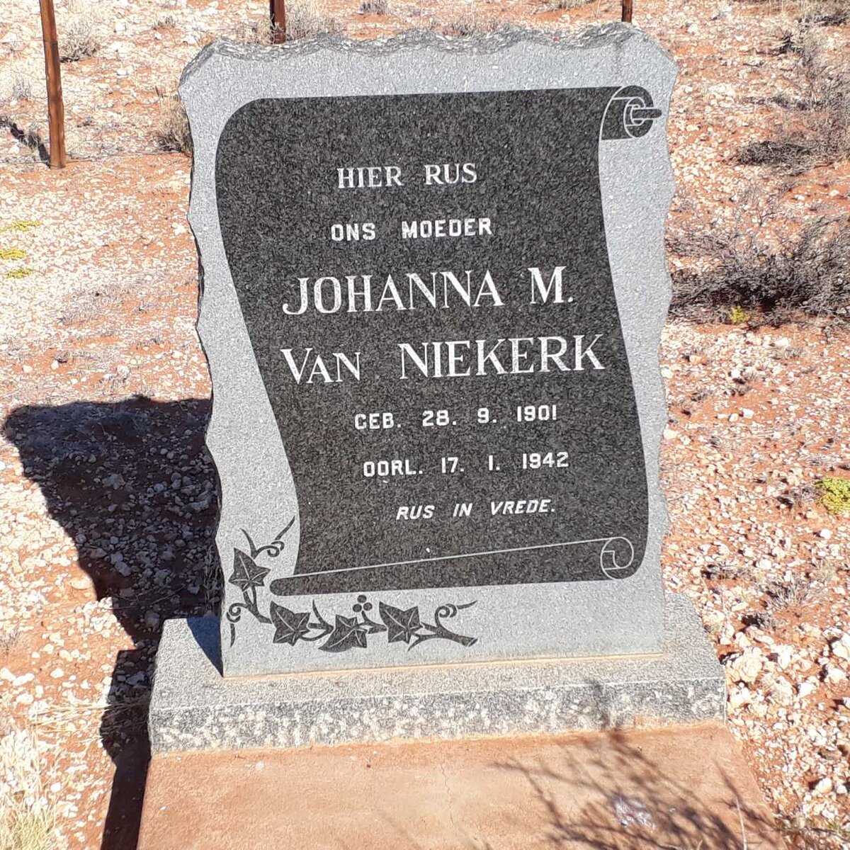 NIEKERK Johanna M., van 1901-1942