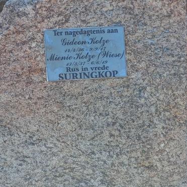 KOTZE Gideon 1936-2017 &amp; Mienie WIESE 1937-2019