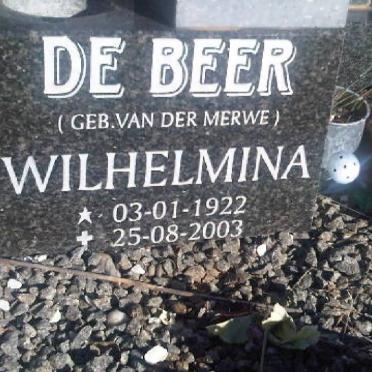 BEER Wilhelmina, de nee VAN DER MERWE 1922-2003