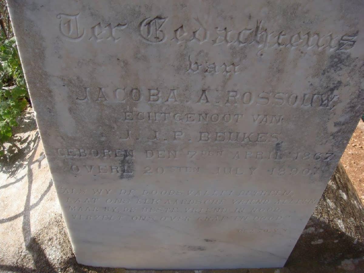 BEUKES Jacoba A. nee ROSSOUW 1867-1890