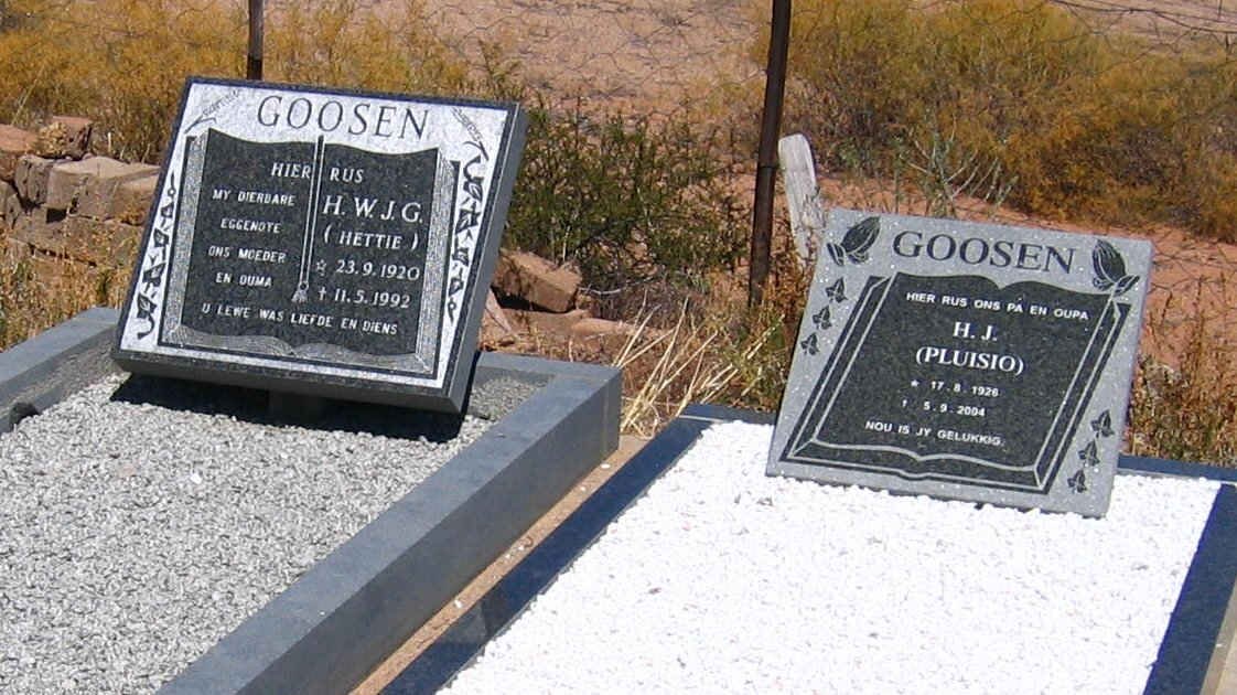 GOOSEN H.J. 1926-2004 &amp; H.W.J.G. 1920-1992