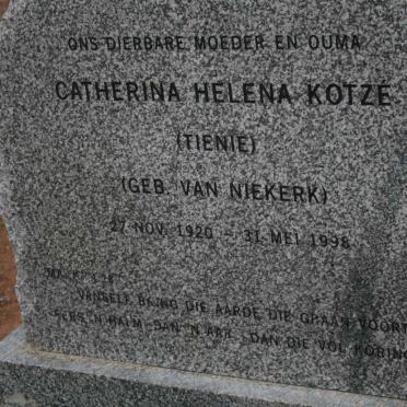 KOTZÉ Catherina Maria nee VAN NIEKERK 1920-1998