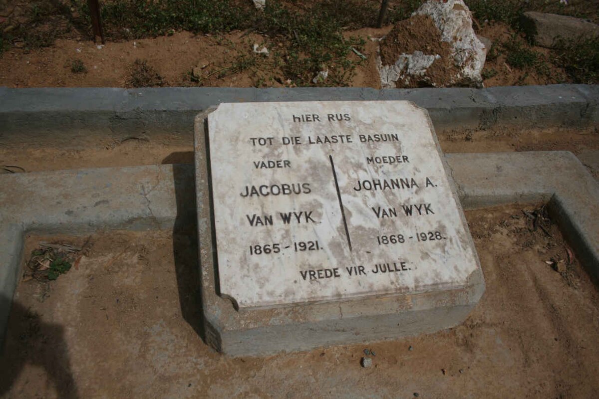 WYK Jacobus, van 1865-1921 &amp; Johanna A. 1868-1928