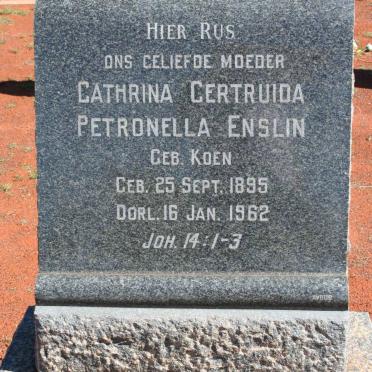 ENSLIN Cathrina Gertruida Petronella nee KOEN  1895-1962