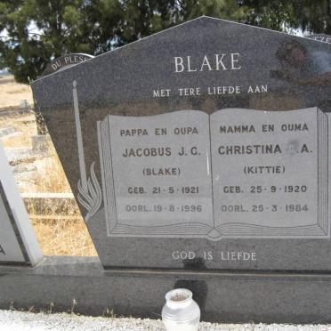 BLAKE Jacobus J.C. 1921-1996 &amp; Christina A.A. 1920-1984