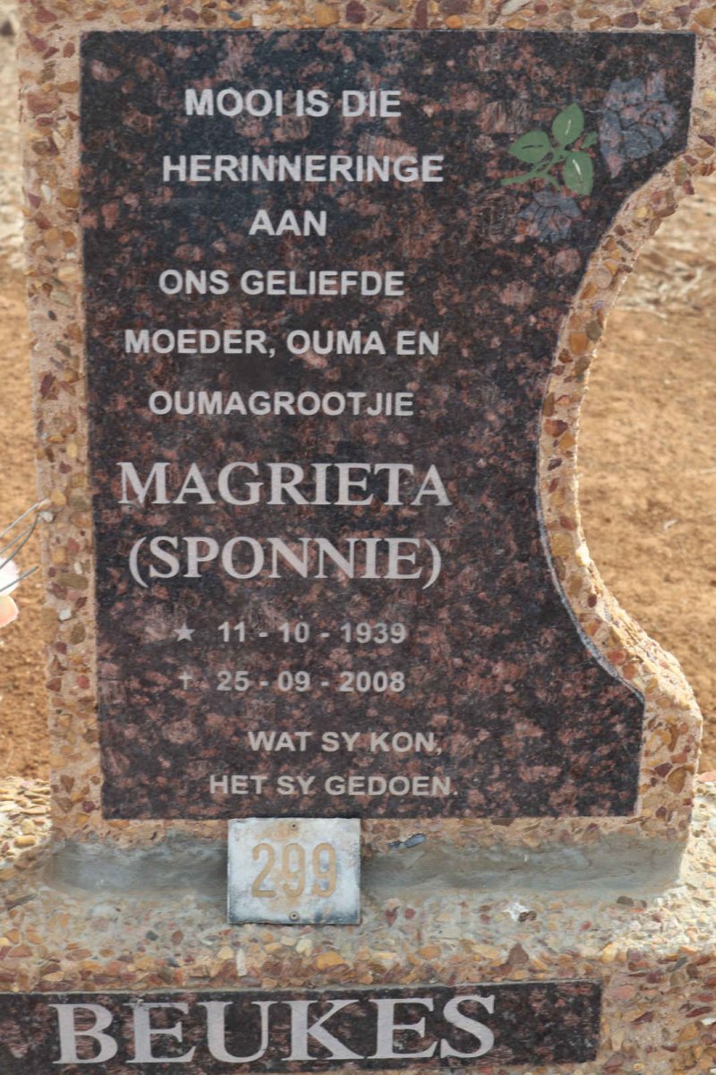 BEUKES Krisjan 1935-1998 &amp; Magrieta 1939-2008