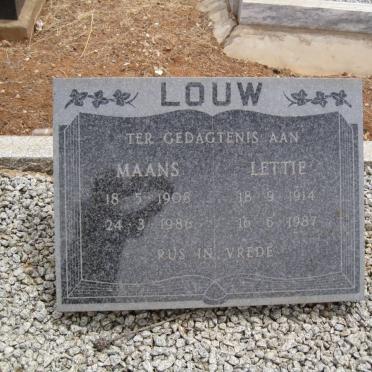 LOUW Maans 1908-1986 &amp; Lettie 1914-1987