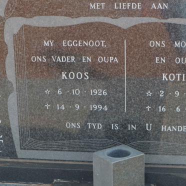 LINTVELT Koos 1926-1994 &amp; Kotie 1930-2015