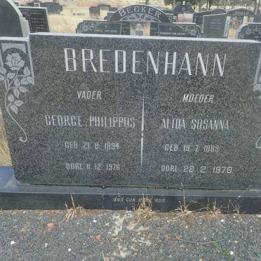 BREDENHANN George Philippus 1894-1976 &amp; Alida Susanna 1889-1978