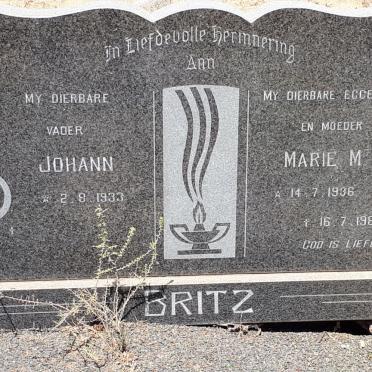 BRITZ Johann 1933- &amp;  Marie M. 1936-1985